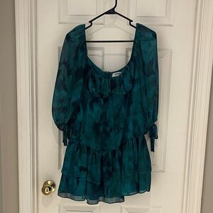 Showpo Teal dress with Ruffle Detail